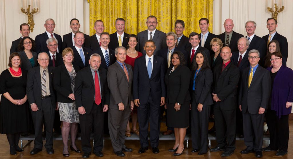 Sammies winners post for a photo with President Obama in the White House.