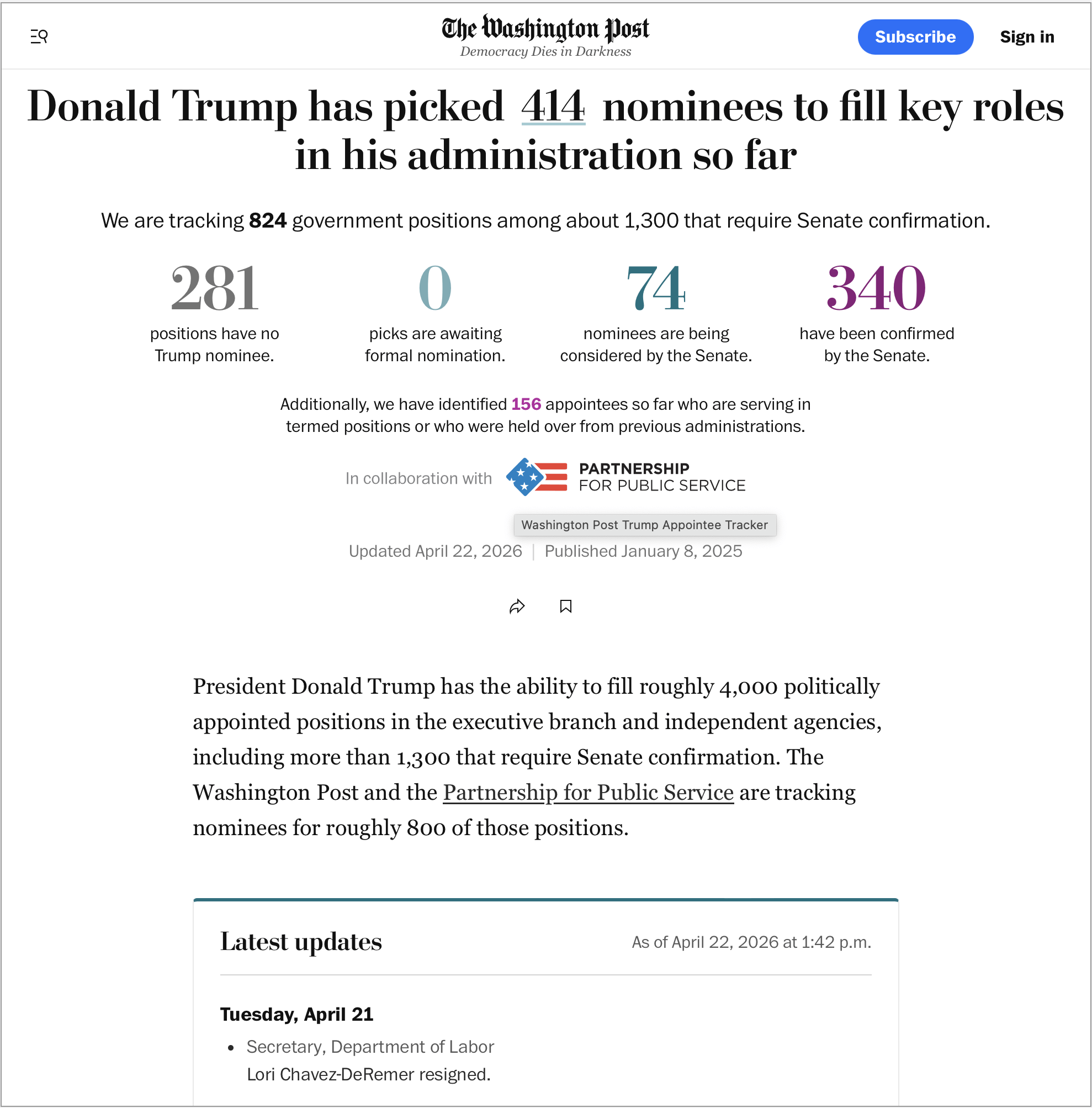 Washington Post Appointee Tracker