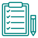 Icon of a clipboard and pencil