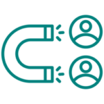Icon of a magnet connected to two people