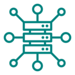 Icon of three graphs connected to dots